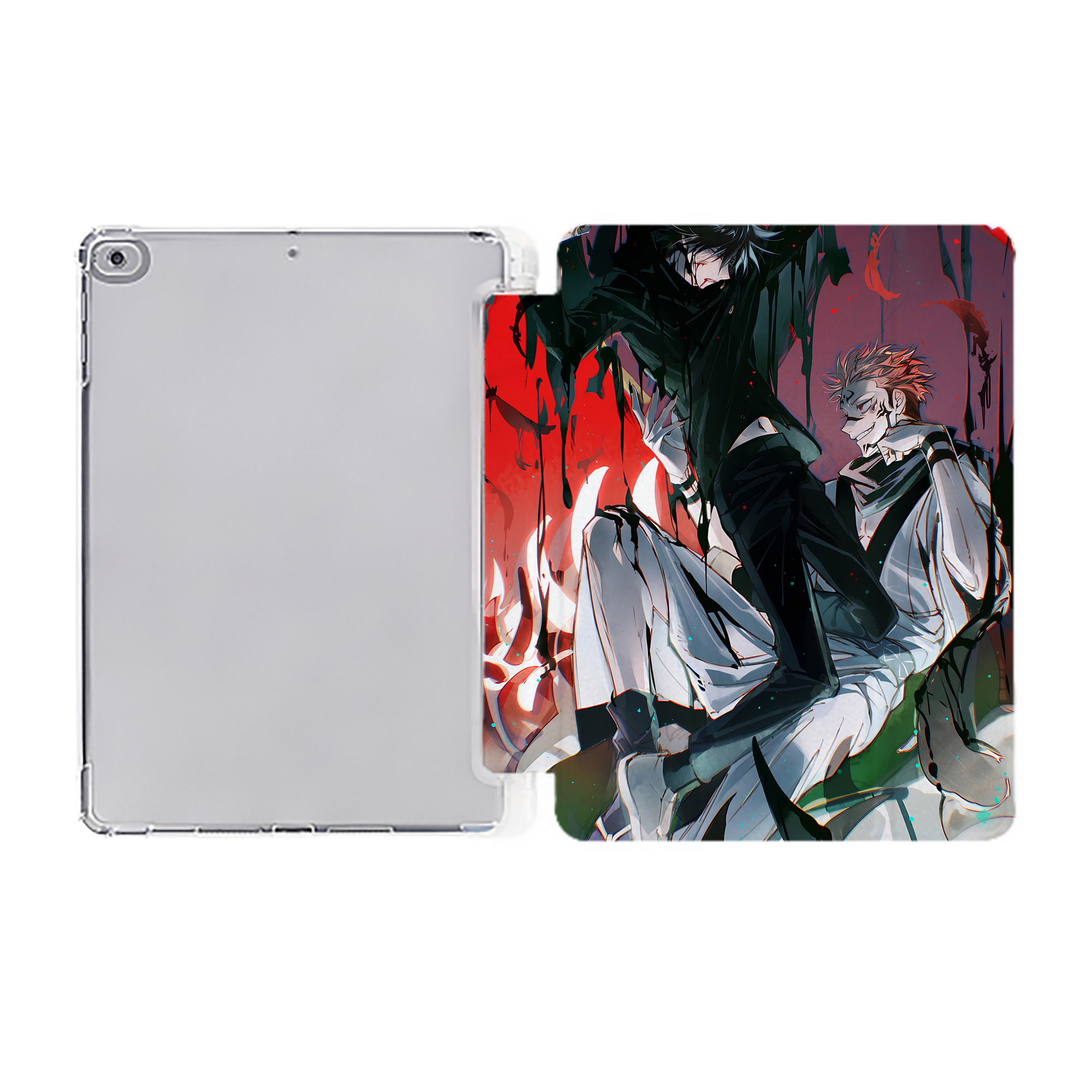 （画像用） 呪術廻戦 Jujutsu Kaisen IPad ケース ペン収納付き 三つ折りスタンド PUレザー×シリコン 対応機種9.5/10.5/10.9インチ